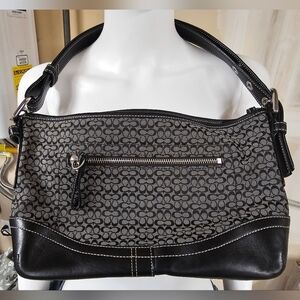 Coach Signature Double C Leather Trim Handbag